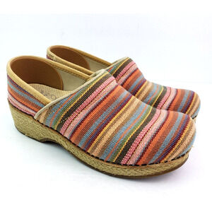 Dansko Vegan Womens Size EU 36 US 5.5-6 Striped Multi Slip On Work Clog Shoes